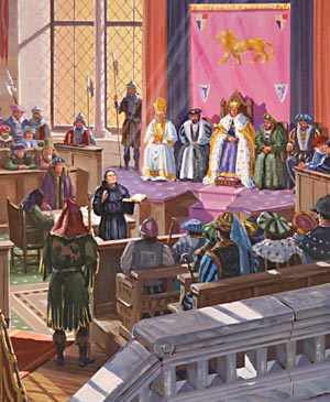 Martin Luther appeared before a crowded assembly at the Diet in Worms, Germany.