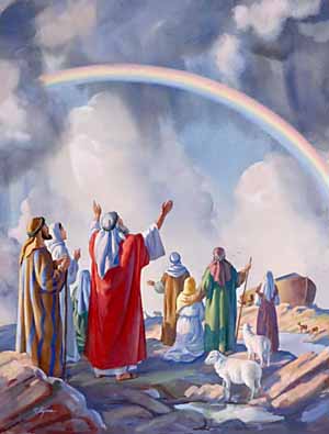 'I will establish My covenant with you; . . . neither shall there any more be a flood to destroy the earth. . . . I do set My bow in the cloud, and it shall be for a token of a covenant between Me and the earth.'